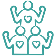 People with hearts icon