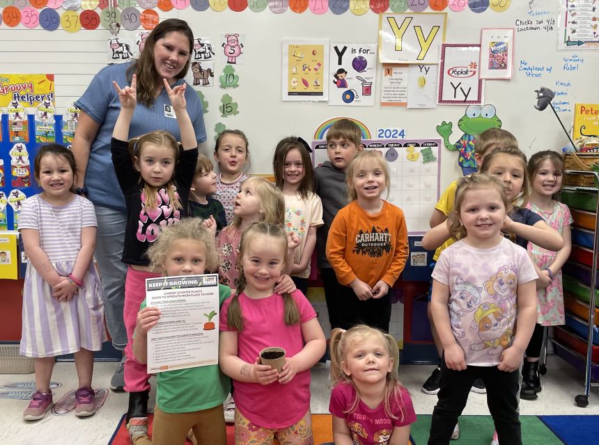 Alison Baney with preschool class.